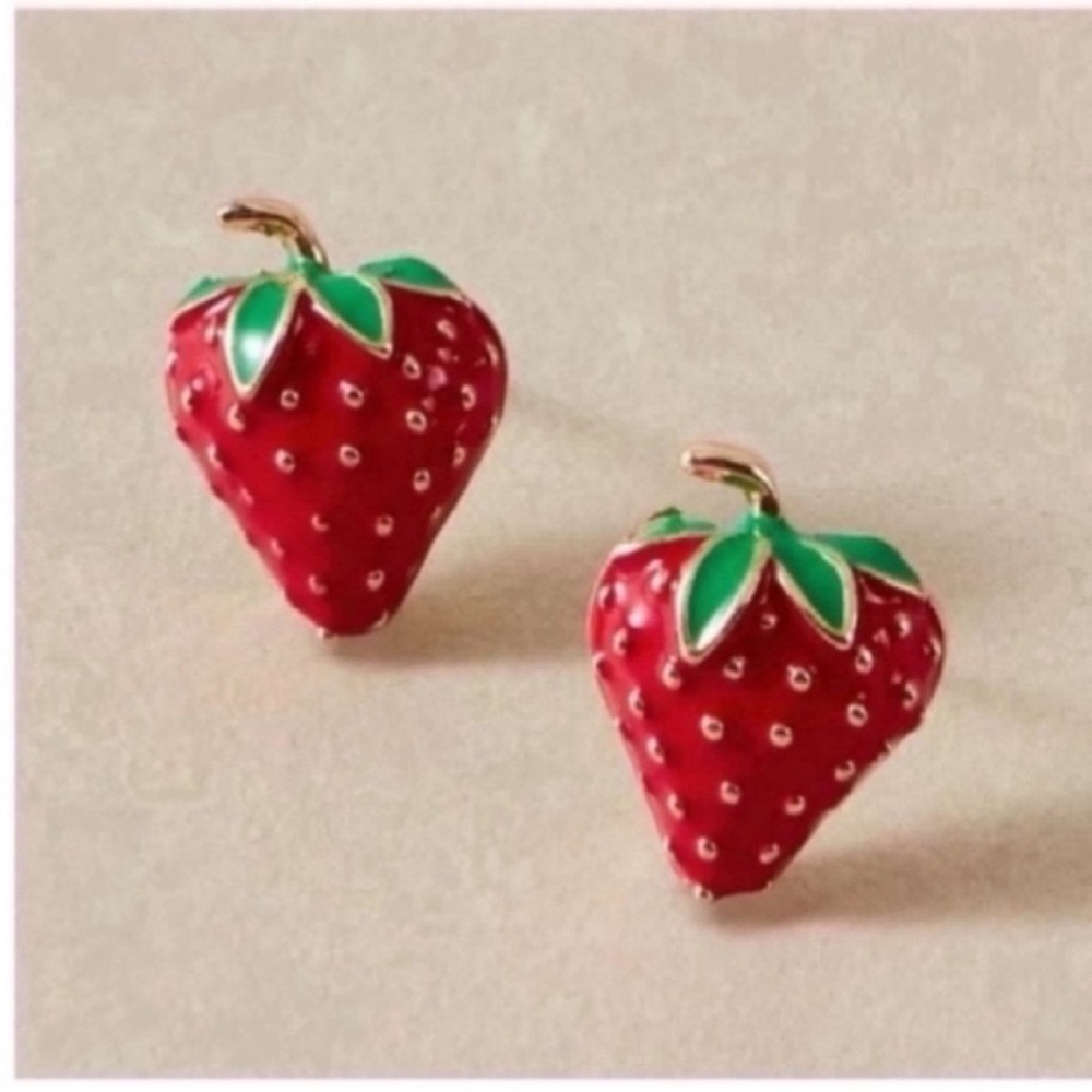 New! Strawberry Post Earrings (1049) NWOT